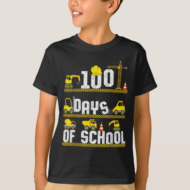 Camiseta 100 Days Of School Construction Truck 100th Day Bo (Frente)