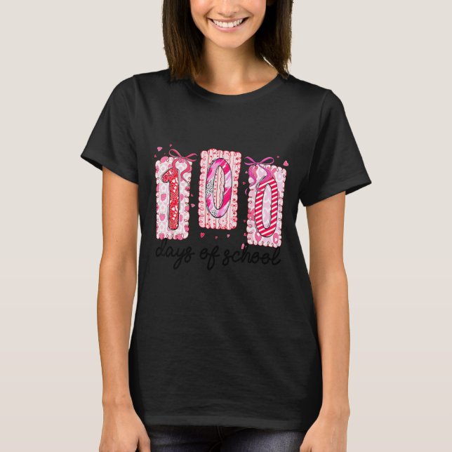 Camiseta 100 Days Of School Coquette Valentine Girls Teache (Frente)