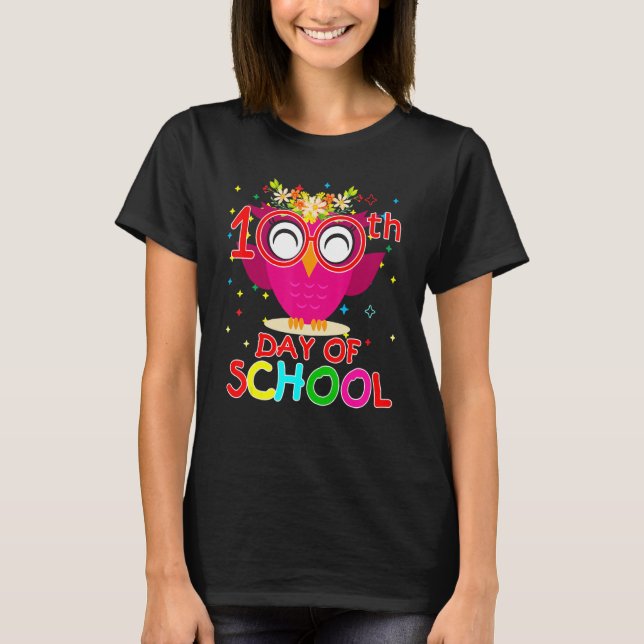 Camiseta 100 Days Of School Cute Owl Happy 100th Day Of Sch (Frente)