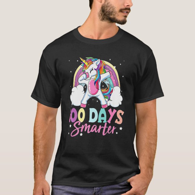 Camiseta 100 Days Of School  Dabbing Unicorn Girls Costume (Frente)