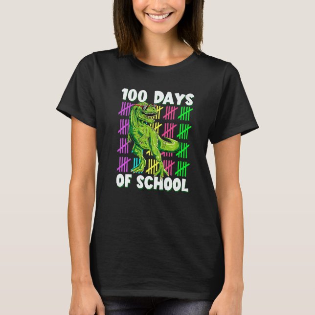 Camiseta 100 Days of School Dino Dinosaur rex 100 Days Smar (Frente)