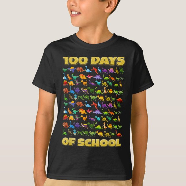 Camiseta 100 Days Of School Dinosaur 100 Days Smarter  (Frente)