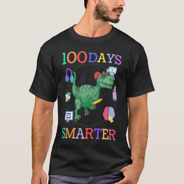 Camiseta 100 days of school dinosaur boys kids 100th day ki (Frente)