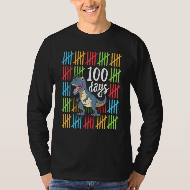 Camiseta 100 Days of School Dinosaur T-Rex Dino Kids Boys 1 (Frente)