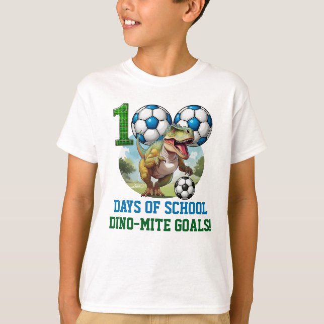 Camiseta 100 Days of School Dinosaur Themed T-Shirt (Frente)