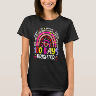 Camiseta 100 Days Of School For Brighter Teacher Rainbow Le