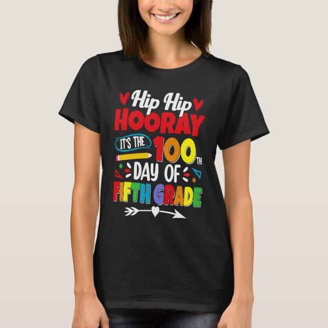 Camiseta 100 Days Of School For Kids Boys Fifth Grade Teach (Frente)