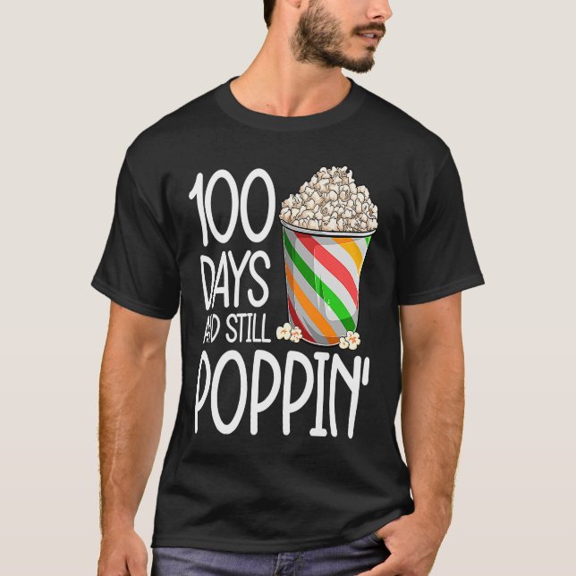 Camiseta 100 Days Of School  For Kids Boys Popcorn (Frente)