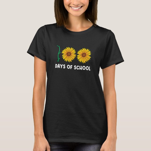 Camiseta 100 Days Of School Funny Flower Floral Yellow Sunf (Frente)