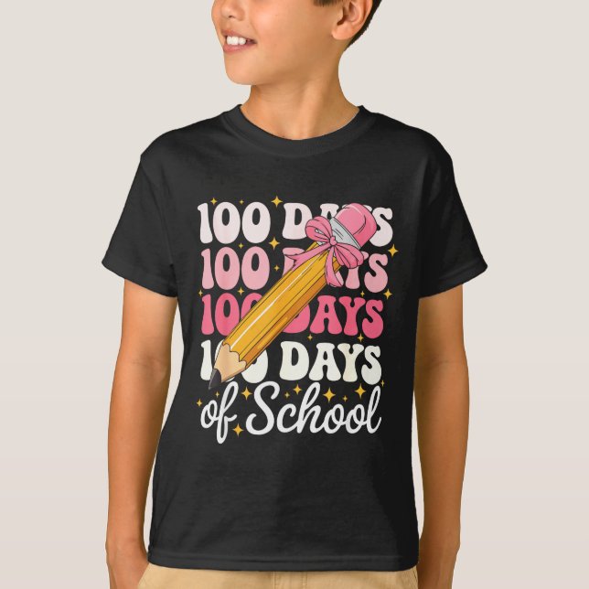 Camiseta 100 Days Of School Girls Coquette Bow 100th Day Of (Frente)