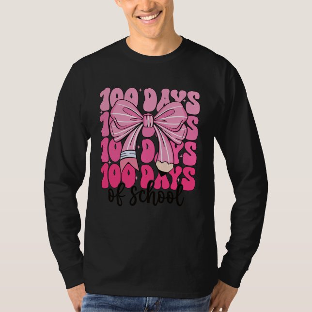 Camiseta 100 Days of School Girls Coquette Bow 100th Day of (Frente)