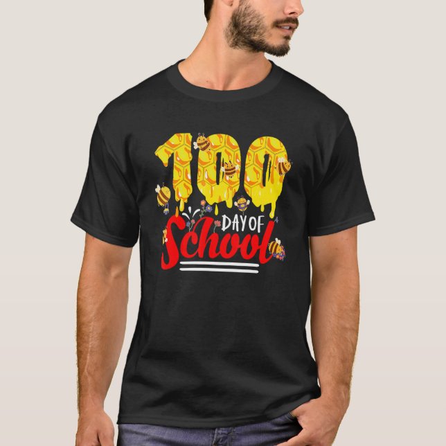 Camiseta 100 Days Of School Group Cute Bees Funny Teachers  (Frente)