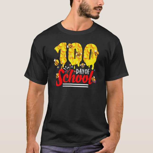 Camiseta 100 Days Of School Group Cute Bees Funny Teachers  (Frente)