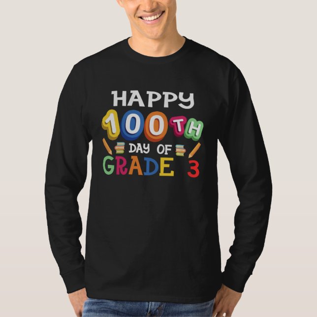 Camiseta 100 Days of School Happy 100th Day of Grade 3 Kid  (Frente)