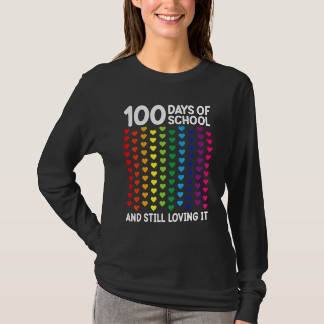 Camiseta 100 Days Of School Heart Teacher Kids Students (Frente)