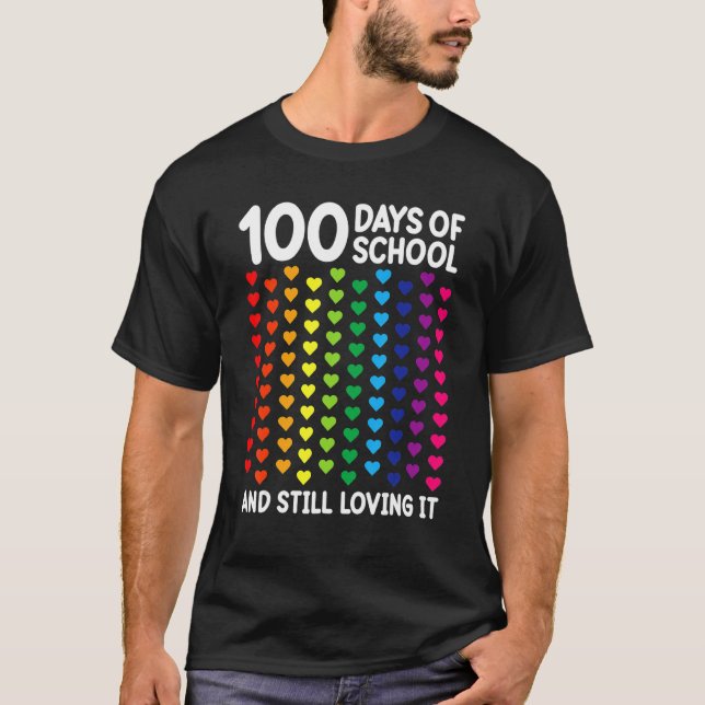 Camiseta 100 Days Of School Heart Teacher Kids Students (Frente)