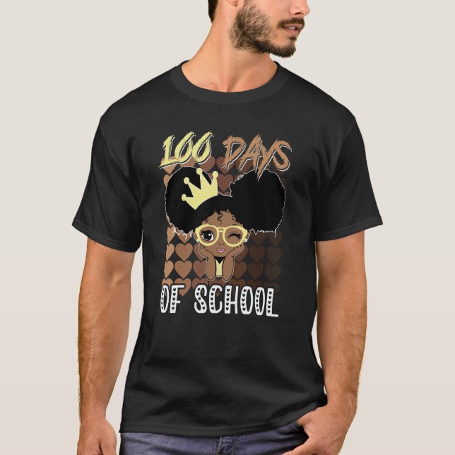 Camiseta 100 Days Of School Kids Girl Black African America (Frente)
