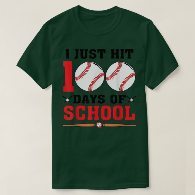 Camiseta 100 Days Of School Kindergarten Baseball Students  (Frente do Design)