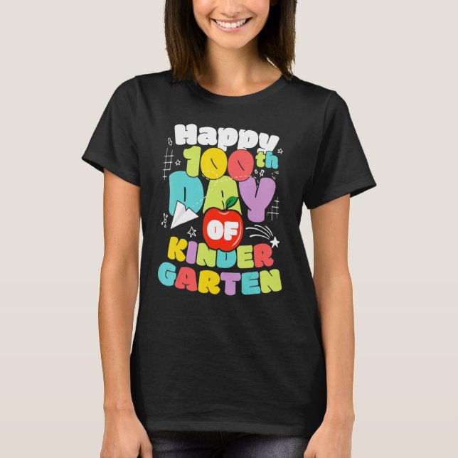 Camiseta 100 Days Of School Kindergarten Brighter Teacher A (Frente)