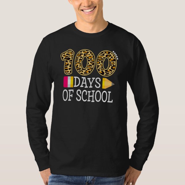 Camiseta 100 Days Of School Leopard Happy 100th Day Of Scho (Frente)