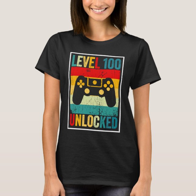 Camiseta 100 Days Of School Level Unlocked Gamer Video Game (Frente)