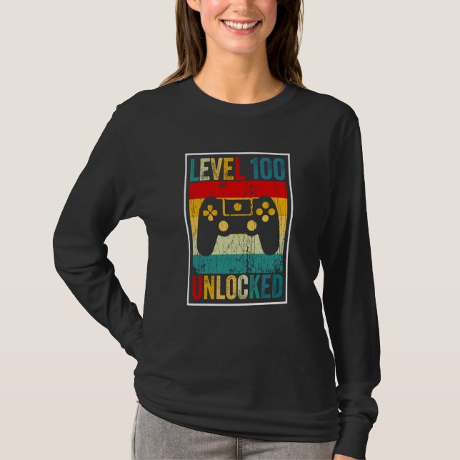 Camiseta 100 Days Of School Level Unlocked Gamer Video Game (Frente)