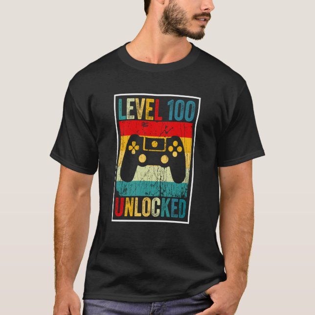 Camiseta 100 Days Of School Level Unlocked Gamer Video Game (Frente)