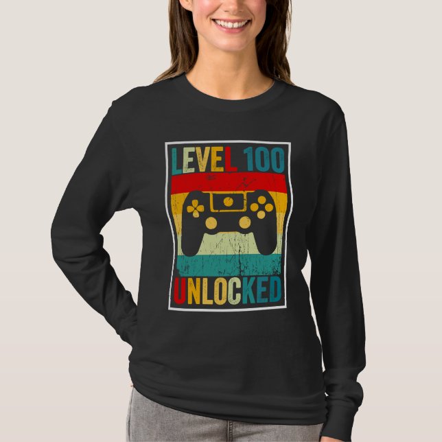 Camiseta 100 Days Of School Level Unlocked Gamer Video Game (Frente)