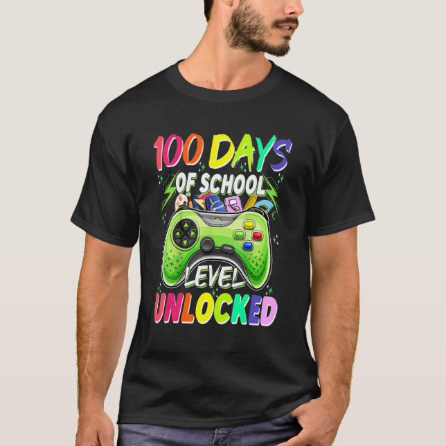 Camiseta 100 Days of School Level Unlocked Video Games Game (Frente)