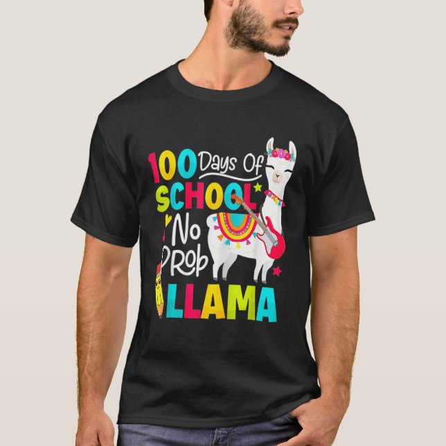 Camiseta 100 days of school no prob llama (Frente)