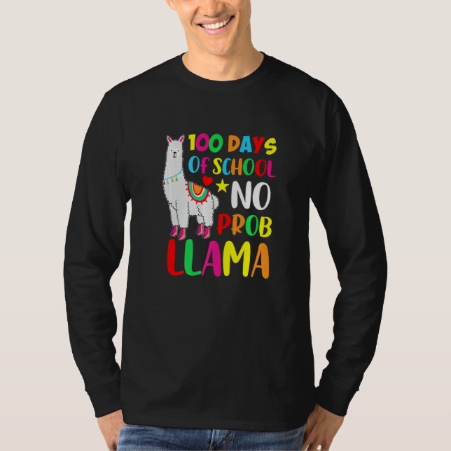 Camiseta 100 Days Of School No Prob Llama  100 Days Of Scho (Frente)