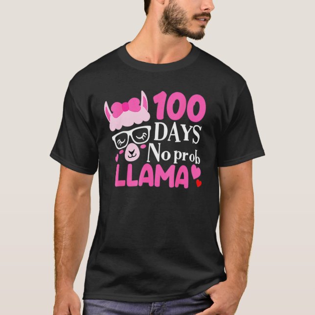 Camiseta 100 Days Of School No Prob Llama 100th Day Girls K (Frente)