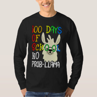 Camiseta 100 Days Of School No Prob Llama 100th Day School