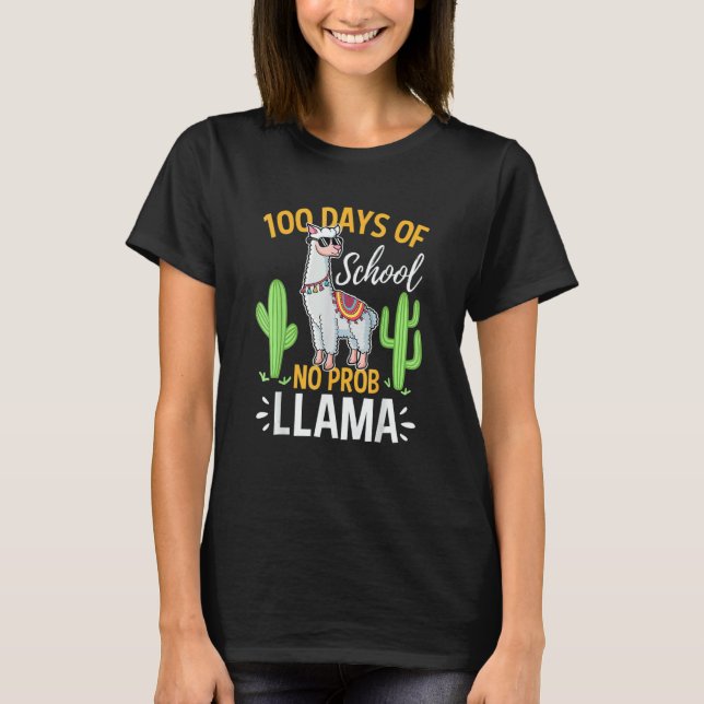 Camiseta 100 Days Of School No Prob Llama Boys 100th Day (Frente)