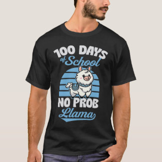 Camiseta 100 Days Of School No Prob Llama Cute Animal  Joke