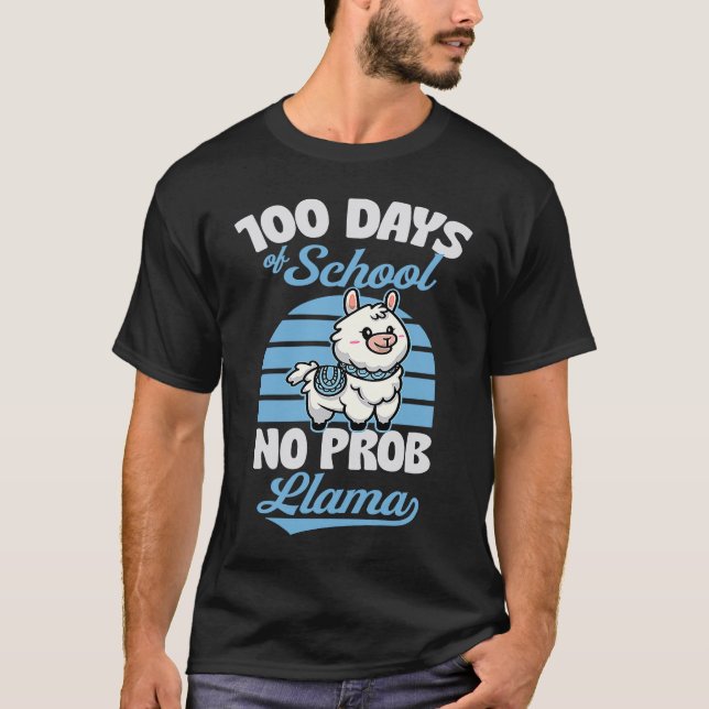 Camiseta 100 Days Of School No Prob Llama Cute Animal  Joke (Frente)