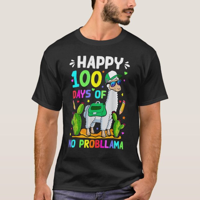 Camiseta 100 Days Of School No Prob Llama Llama Teacher 100 (Frente)