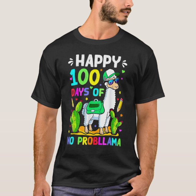 Camiseta 100 Days Of School No Prob Llama Llama Teacher 100 (Frente)