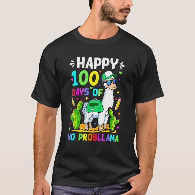 Camiseta 100 Days Of School No Prob Llama Llama Teacher 100 (Frente)
