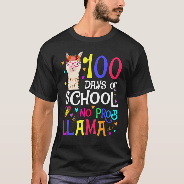 Camiseta 100 Days Of School No Prob Llama Llama Teacher And (Frente)
