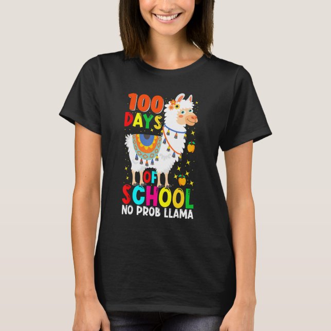 Camiseta 100 Days Of School No Prob Llama Llama Teacher And (Frente)