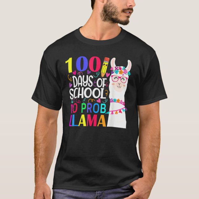 Camiseta 100 Days Of School No Prob Llama Llama Teacher And (Frente)