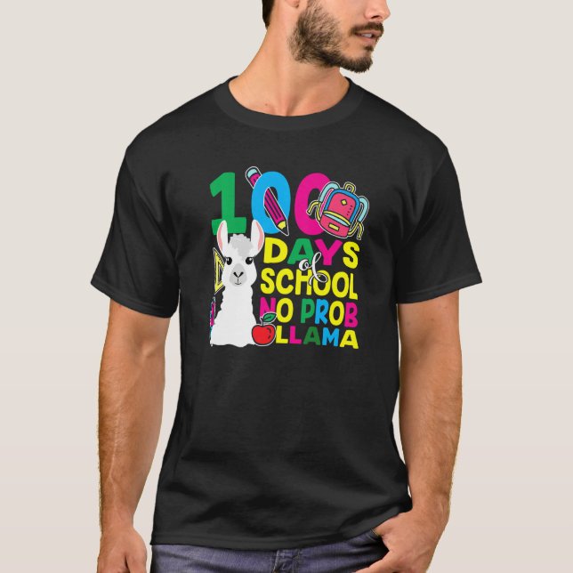 Camiseta 100 Days Of School No Prob llama Llama Teacher And (Frente)
