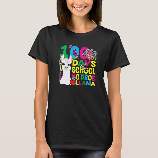 Camiseta 100 Days Of School No Prob llama Llama Teacher And (Frente)