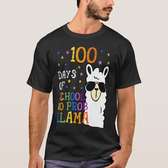 Camiseta 100 Days Of School No Prob llama Llama Teacher And (Frente)