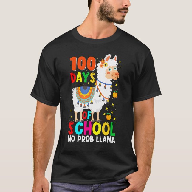 Camiseta 100 Days Of School No Prob Llama Llama Teacher And (Frente)
