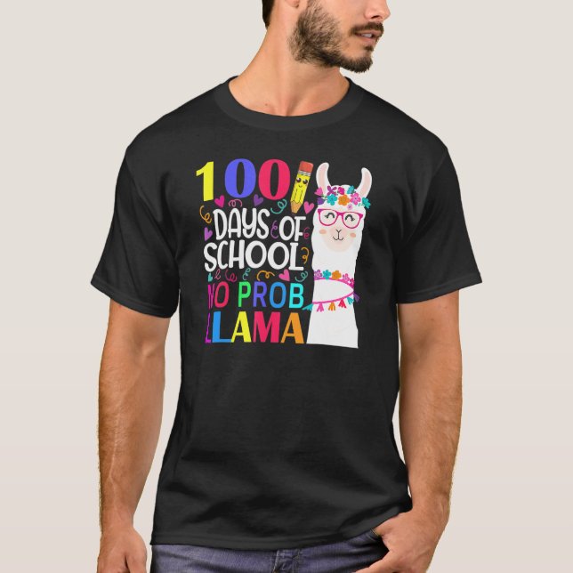 Camiseta 100 Days Of School No Prob Llama Llama Teacher And (Frente)