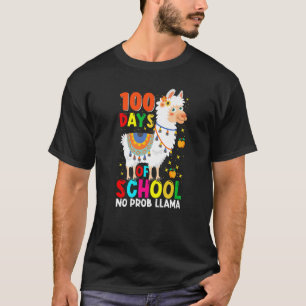 Camiseta 100 Days Of School No Prob-llama Llama Teacher And