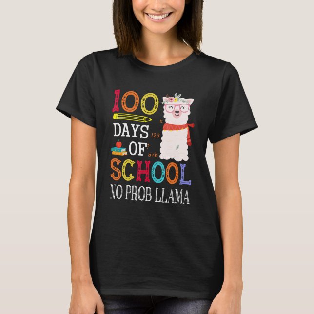 Camiseta 100 Days Of School No Prob llama   Llama Teacher G (Frente)
