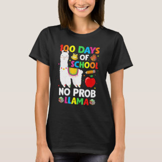 Camiseta 100 Days Of School No Prob Llama Lover Teacher Kid
